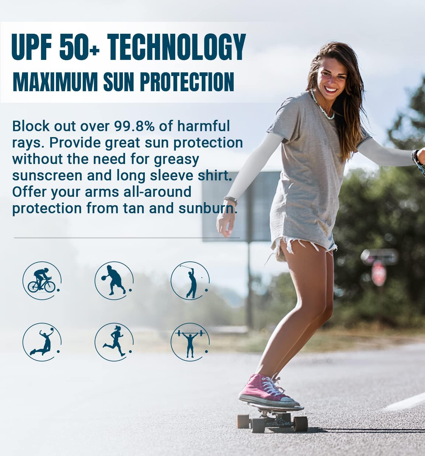 Aegend Sun Protection Cooling Arm Sleeves Compression - Tattoo Cover up - Sun Sleeves for Men Women Youth