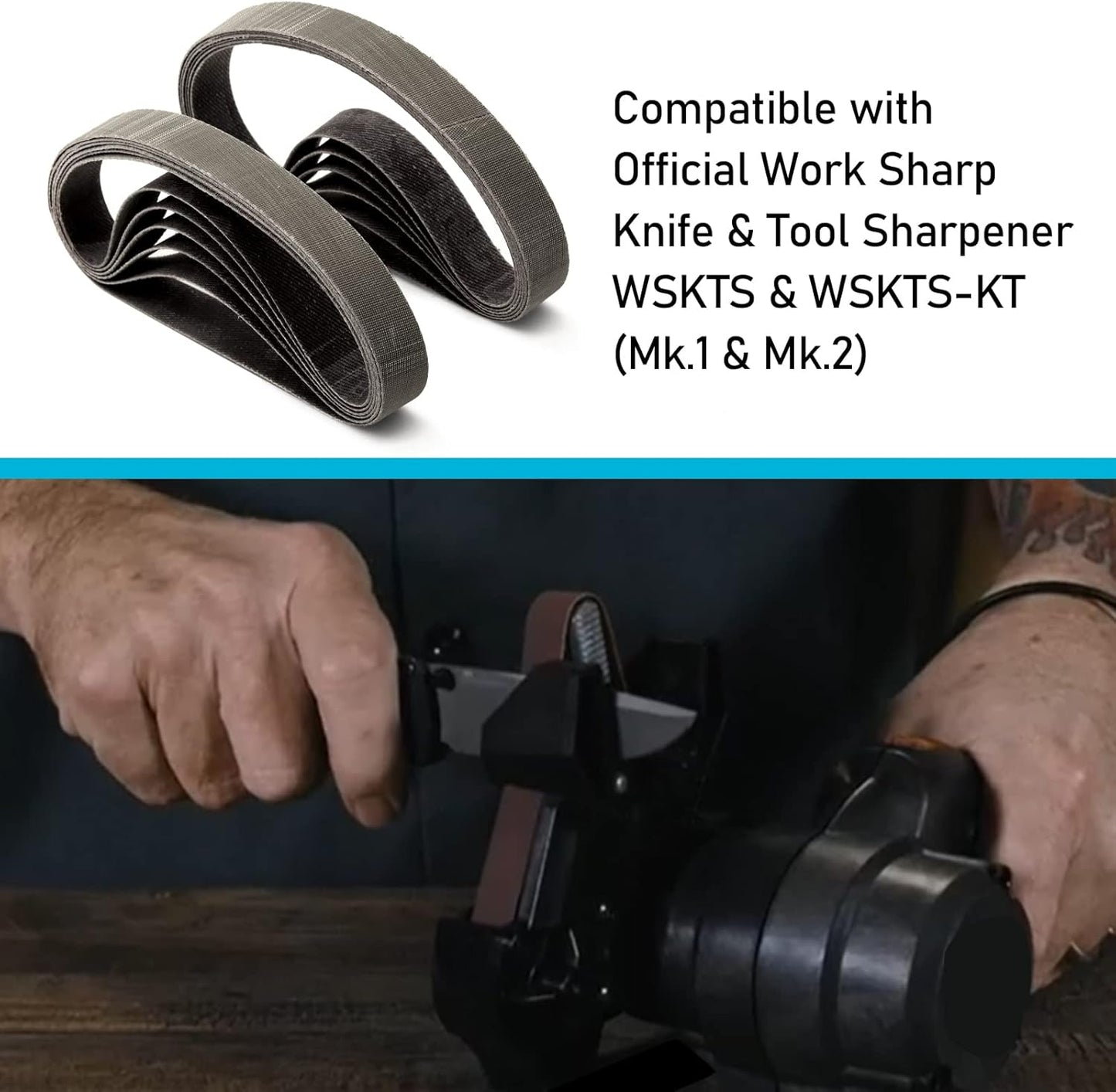 1/2" x 12" Knife Sharpener Replacement Belts Kit, 400 Medium Grit Sanding Belts for Work Sharp Original Knife Sharpener & Tool Sharpener,24 Pack
