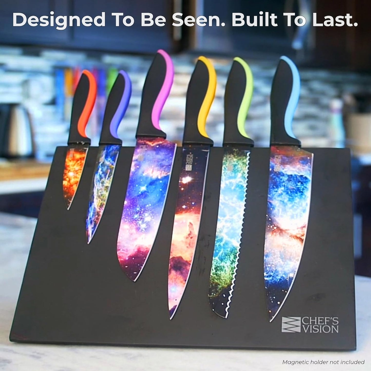 CHEF'S VISION Masterpiece Knife Set - 6-Piece Stainless Steel Cutting Knives Set for Kitchen - Stunning Artistic Designs, Great Gift for Women or Men - Unique Kitchen Knife Set Gift for Art Lovers