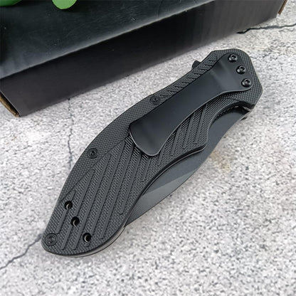 Generic Clash Black Serrated Pocket Folding knife, 3"" 8Cr13MoV Steel Drop Point Blade, Assisted One-Handed Flipper Opening, Utility EDC for Outdoor Camping Survival