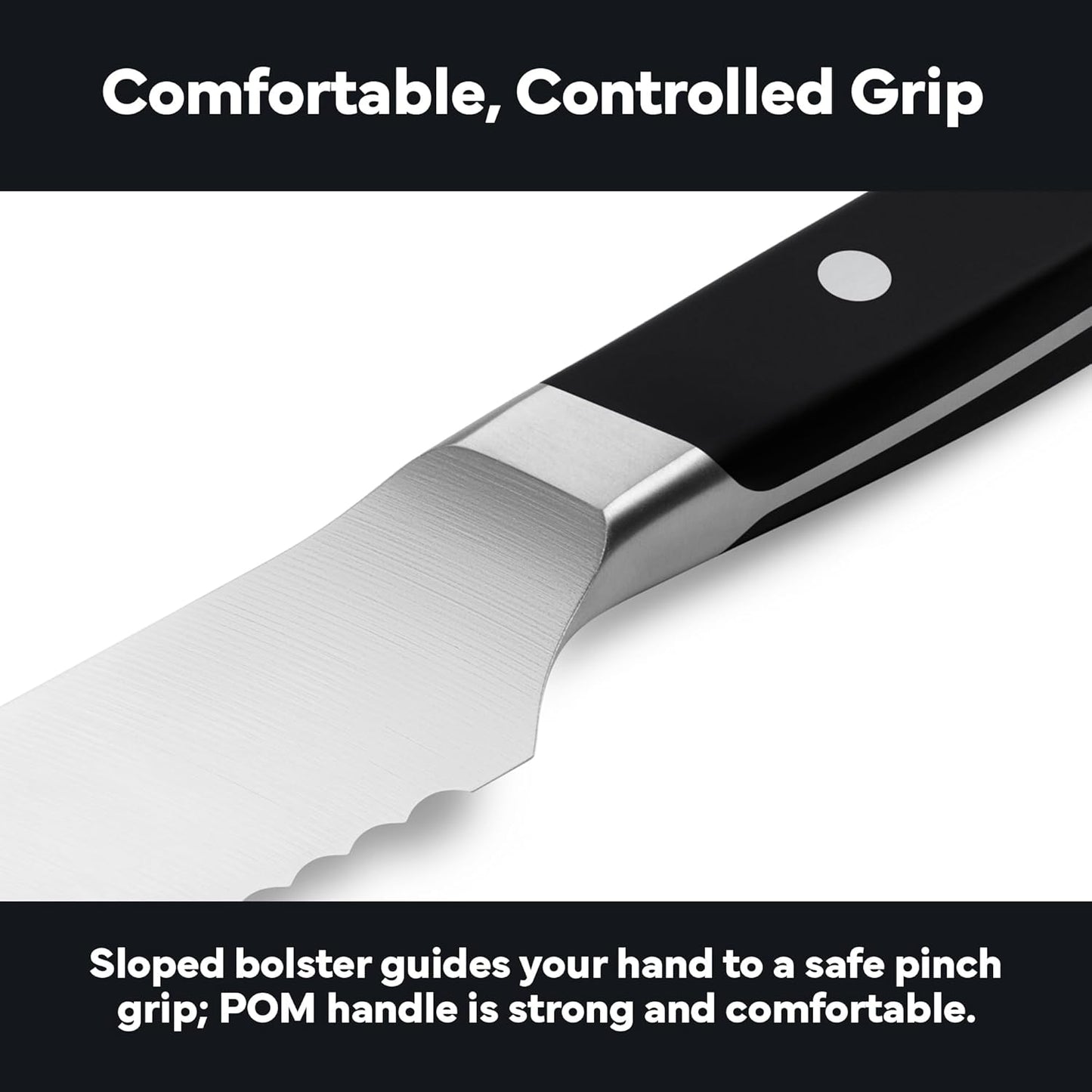 Misen Serrated Bread Knife - High-Carbon Japanese AUS8 Steel - Perfect for Soft Foods, Bread, Pastries, and Fruits - Verstatile Slicer, Razor-Sharp Edge, Durable Blade, Ergonomic Handle - 5", Blue