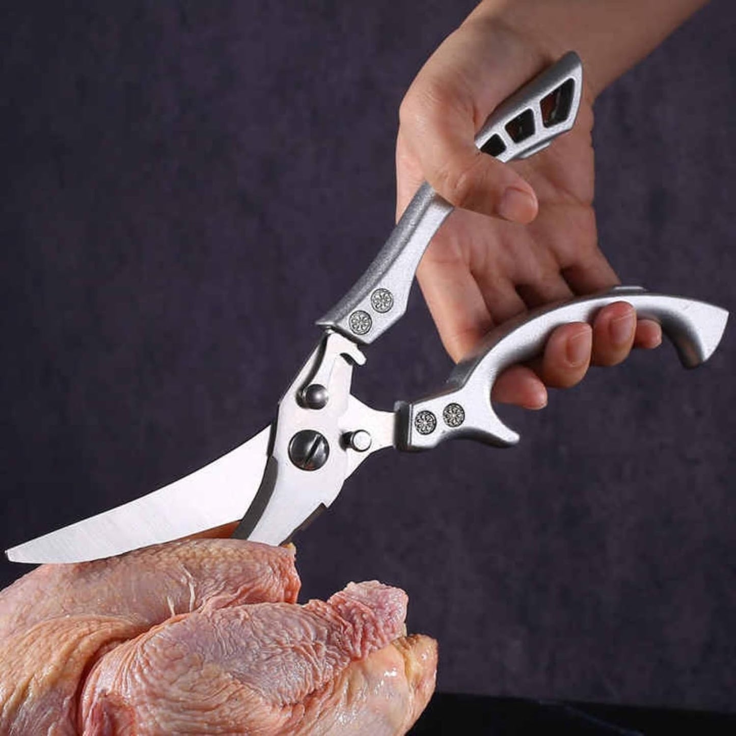 Heavy Duty Poultry Shears Kitchen Scissors Stainless Steel Chicken Scissors for Meat, Bone & Vegetables, Multipurpose Kitchen Shears with Safety Lock, Ergonomic Non-Slip Full Steel Handle