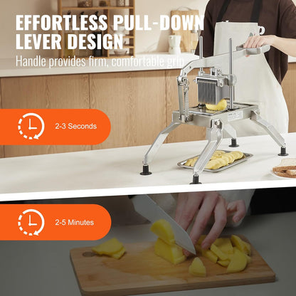 VEVOR Commercial Vegetable Slicer, 1/4 and 1/2 inch Tomato Slicer, Stainless Steel and Aluminum Alloy Vegetable Cutter Slicer, Manual Tomato Slicer with Non-slip Feet, for Tomatoes, Onions, Potatoes
