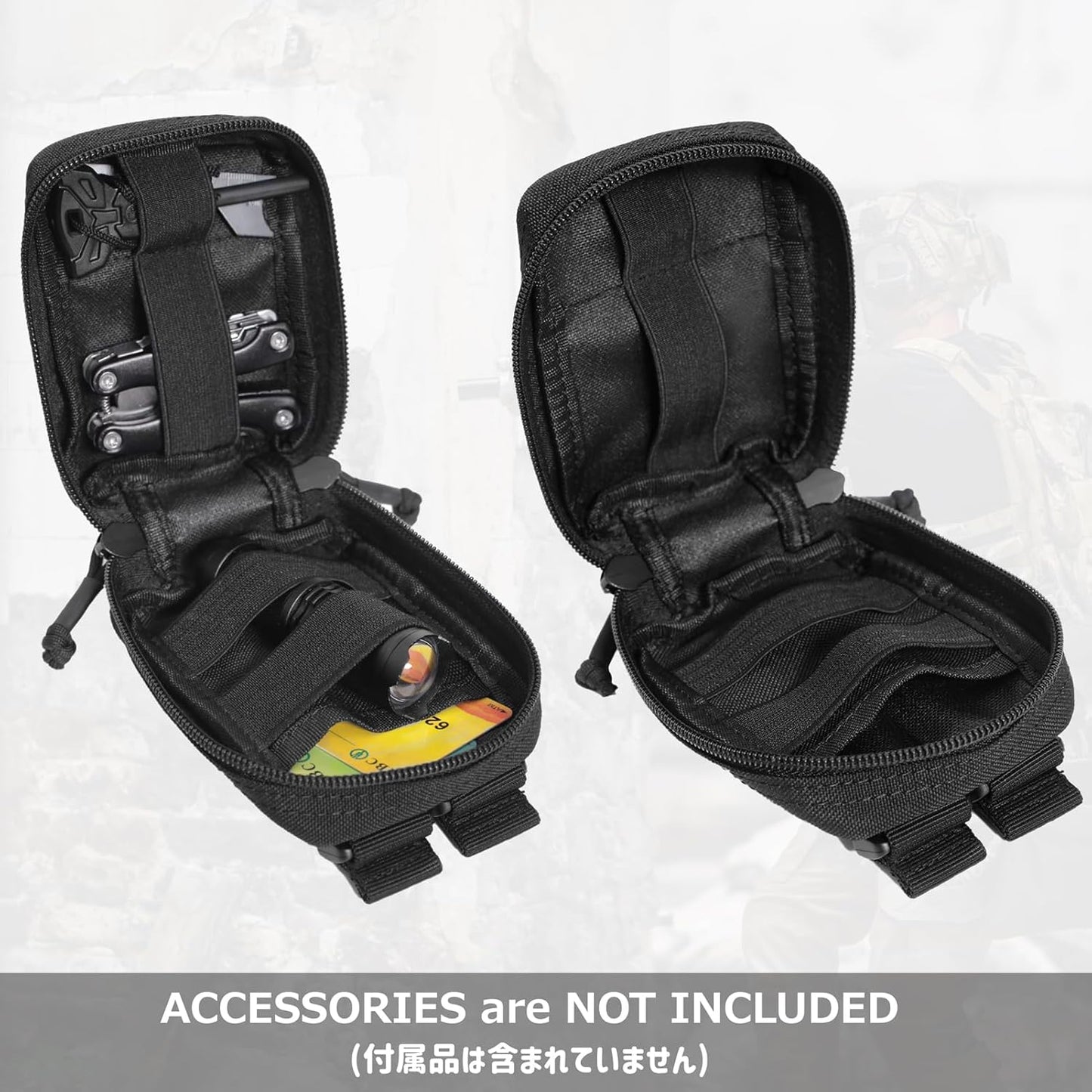 Azarxis Tactical Mini Belt Pouches, Multi-Purpose Small Battery Case Compact Utility EDC Card Slot Holder Waist Bags Military Molle Pack Sundries Storage Pack