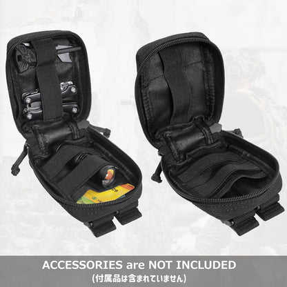 Azarxis Tactical Mini Belt Pouches, Multi-Purpose Small Battery Case Compact Utility EDC Card Slot Holder Waist Bags Military Molle Pack Sundries Storage Pack