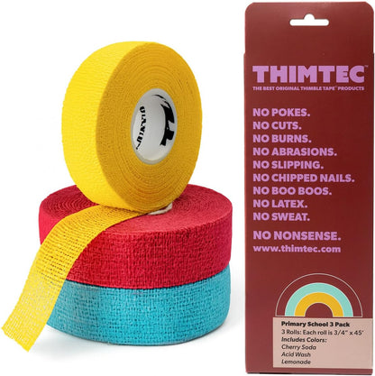 THIMTEC - The Original Thimble Tape for Hand Sewing - Fully Adjustable Nail & Finger Protector - A Smarter Alternative to Classic Knitting Thimbles - Multicolor, 3-Pack