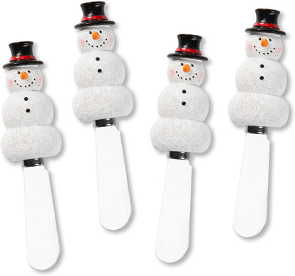 Supreme Housewares Sugar Cookie Themed Cheese Spreaders, Hand-Painted Resin Handles with Stainless Steel Blades for Spreading Cream Cheese, Butter, and Jam, Assorted Designs, Set of 4