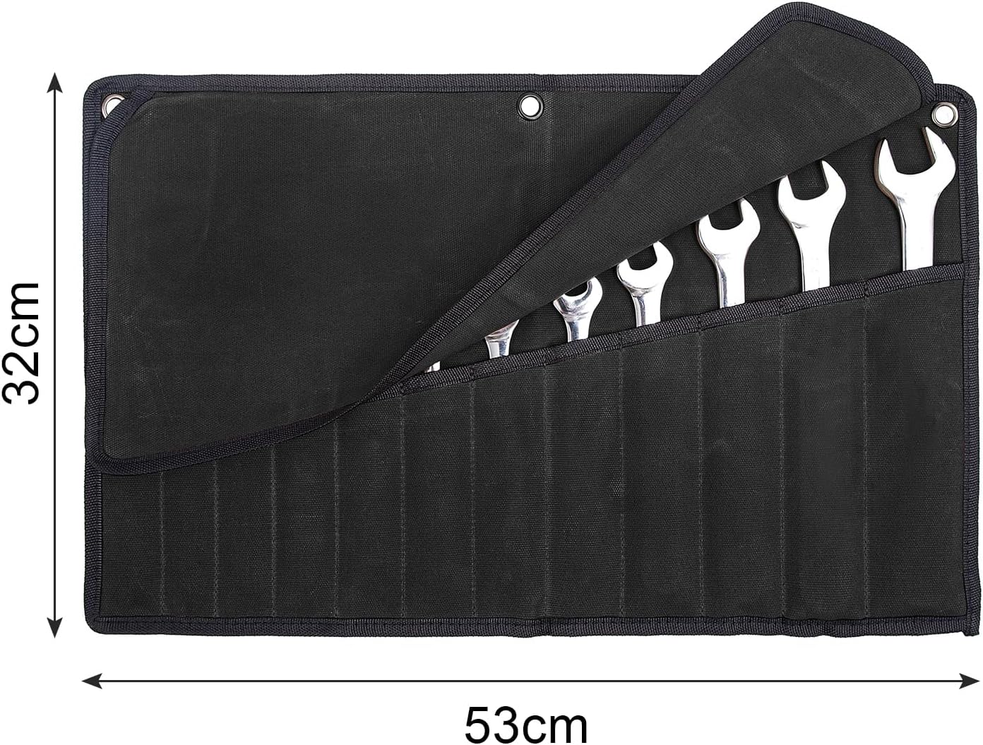 Chisel Roll,6 Pockets Roll Up Tool Pouch,Waxed Canvas Small Tool Roll Organizer and Wrench Roll Up Pouch,Store Chisel,Wrench,Pliers,Carving Knife (12-Brown)
