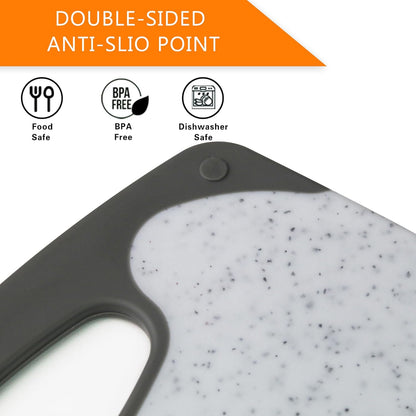 Large-Small Marble Cutting Boards Set of 3, Non Slip, Dishwasher Safe (Black)