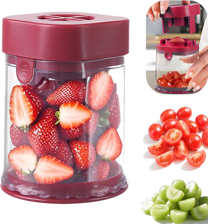 New Grape Cutter for Toddlers, Cutter Quarter Slicer Tool Into 4 Pieces for Slicing Grapes, Strawberries, Cherry, Tomatoes (Pink)