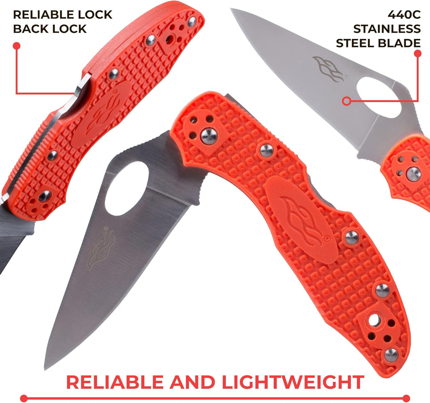 Firebird GANZO F759MS-BL Folding Pocket Knife 440C Stainless Steel Serrated Blade Anti-Slip Handle with Clip Fishing Camping EDC Utility Pocket Knife (Blue)