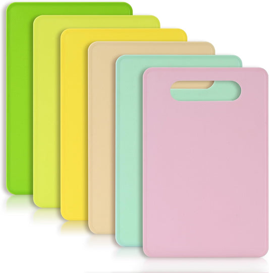Luckyiren Plastic Cutting Board Set, 3 Pack Small Chopping Boards for Kitchen, BPA-Free, Dishwasher Safe, Color Coded Boards Pads for Meat Vegetable Fruit, Easy Grip Handle, Non-Slip, Space Saving