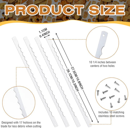 Lasnten 4 Pcs Bread Bow Knife Blades Stainless Steel Replacement Blade Serrated Bread Blade with Screws for Wooden baking Knife