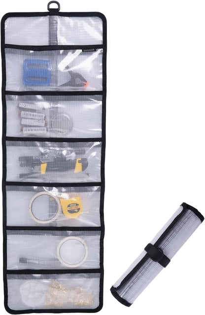 Large Tool Roll Bag, 6-Pocket Expanded Organizer for Longer Tools & Gear | 35.4"x12.2" with 13.5" Pockets, Waterproof PVC- 4 Pack
