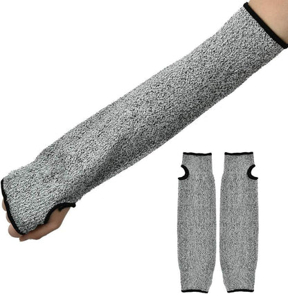 Cut Arm Sleeves, 5 Level Protection HPPE Nylon Spandex Safety Sleeve, with Heat Cut Abrasion Tear Resistance, for Construction Mining Glass Processing Metal Work (L=45cm)
