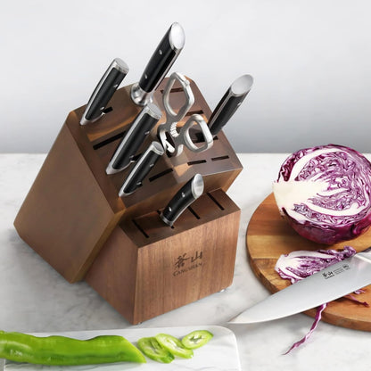 Cangshan Empty Knife Block, 16-Slot Organizer, Angled Top (Acacia Wood)