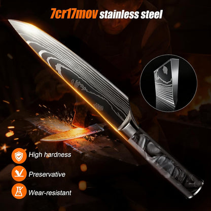 Knife Set,12-Piece Premium Kitchen Knife Set with Universal Knives Block,Anti-Rust Non-Stick High-Carbon Stainless Steel Extra-Sharp Chef Knives for Kitchen,Dishwasher Safe,Non-slip Ergonomic Handle