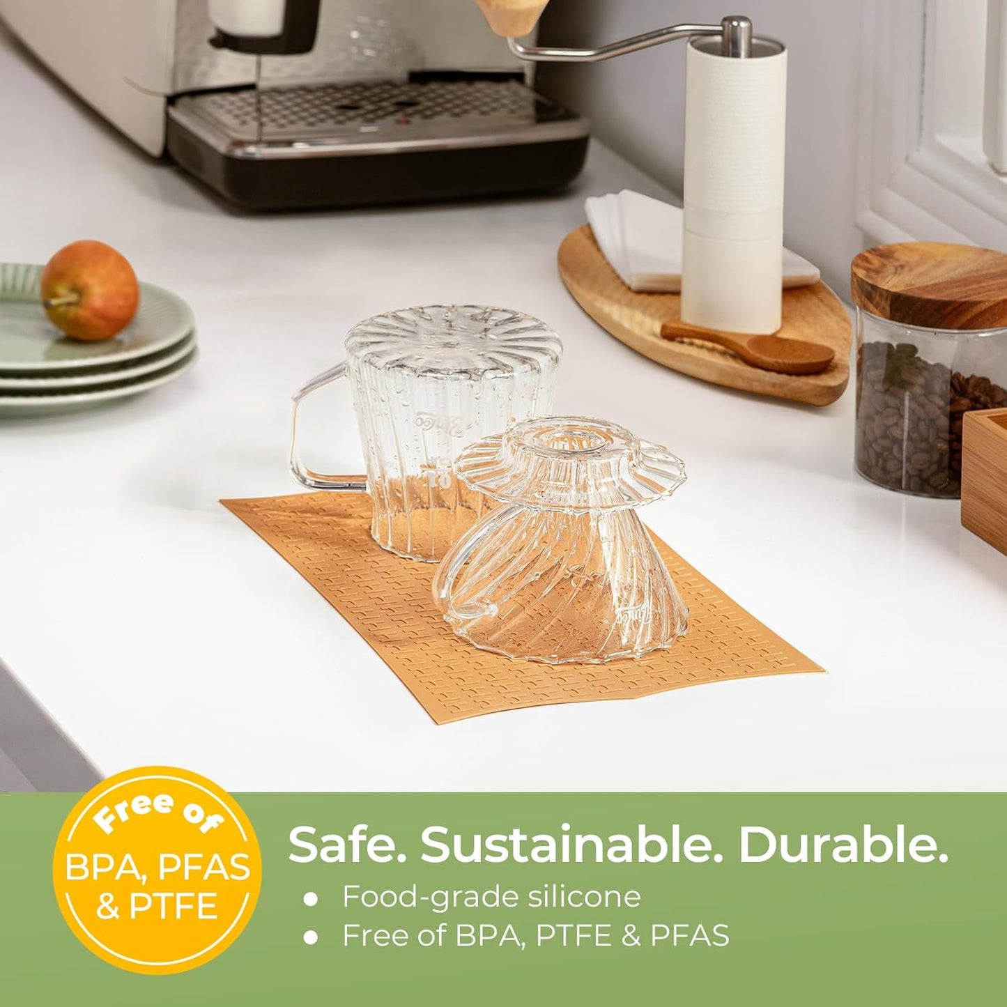 Keechee Silicone Non-Slip Mat for Cutting board, Preventing Cutting Injuries in the Kitchen Chopping Boards Feet for Kitchen Safe, Warm Gifts for Kitchen & Home Protector (Green)