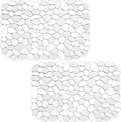 Coopay Kitchen Sink Mat Pebble Protect Mat PVC Eco-friendly Adjustable Stainless steel/ Porcelain Dish Drying Pad Protector for Bottom of Kitchen Sink, 15.8 x 11.8 inches (2 Pack, Black and Gray)