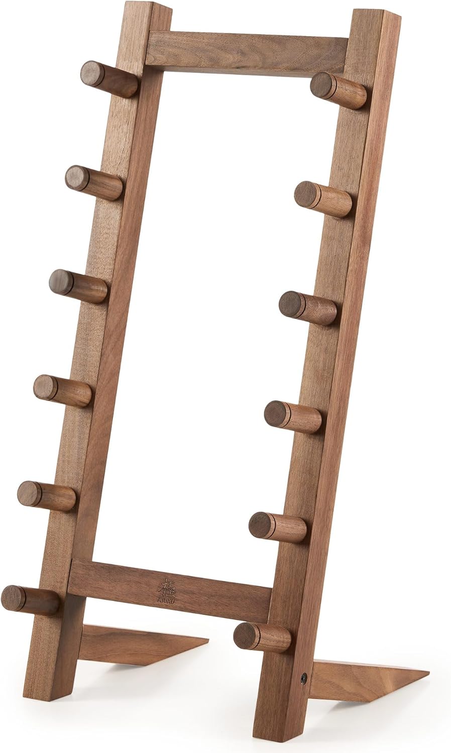 KYOKU Wooden Knife Stand, 6 Layer Natural Wood Knife Display Stand, Japanese Style Kitchen Knife Holder with Wide Support Legs, Knife Block Countertop Tabletop Organizer for Home Restaurant Kitchen