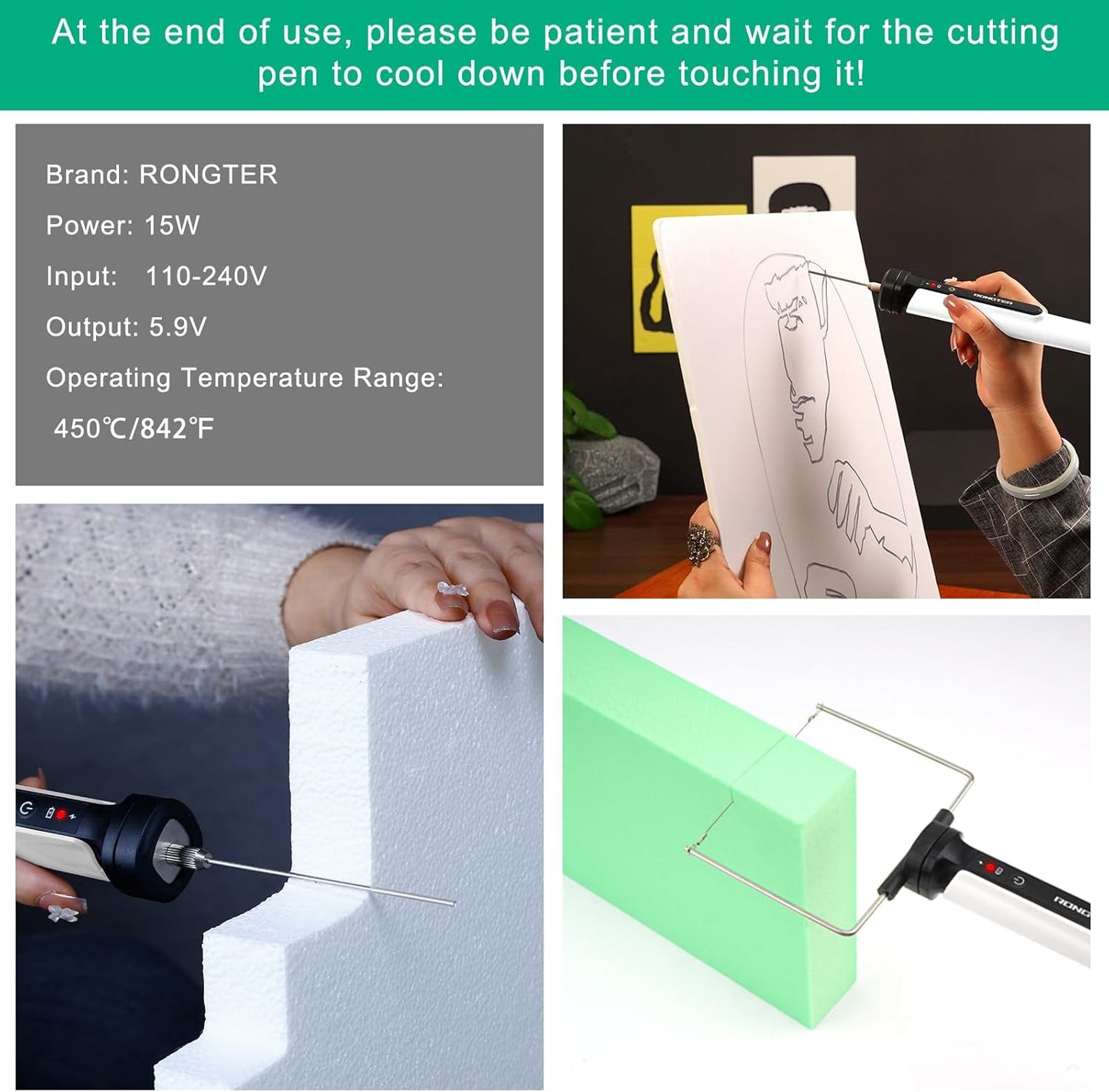 4 in 1 Hot Wire Electric Foam Cutter Kit, Styrofoam Cutting Tool 15W/ 6V with Case, Heated Foam Carving Knife Kit (Toolbox Pink)