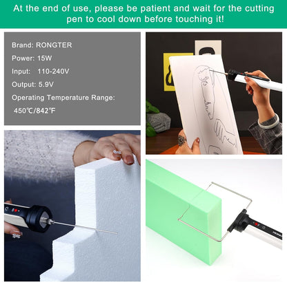 4 in 1 Hot Wire Electric Foam Cutter Kit, Styrofoam Cutting Tool 15W/ 6V with Case, Heated Foam Carving Knife Kit (Toolbox Pink)