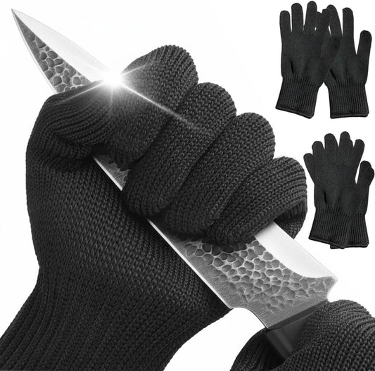 4PCS Cut Resistant Gloves Food Grade Level 5 Protection,Safety Cutting Gloves with Stainless Steel Wire for Kitchen Chefs Butchers Meat Cutting Mandoline Oyster Shucking Garden -Superior Dexterity, L