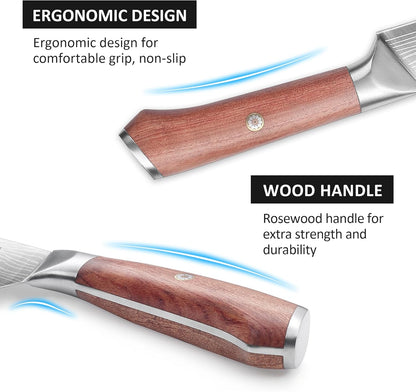 YOTSUBA Carving Knife and Fork Set, Meat Cutting Knife, Razor-Sharp German Stainless Steel Knives Fork Set with Ergonomic Wood Handle, Slicing Knives for Meats, BBQ & Vegetables