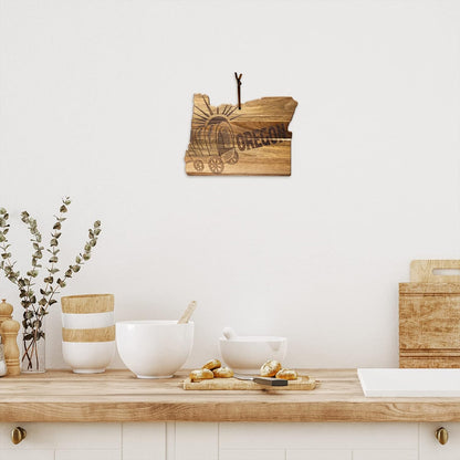 Totally Bamboo Rock & Branch Origins Series New York State Shaped Cutting Board and Charcuterie Serving Tray, Includes Hang Tie for Wall Display
