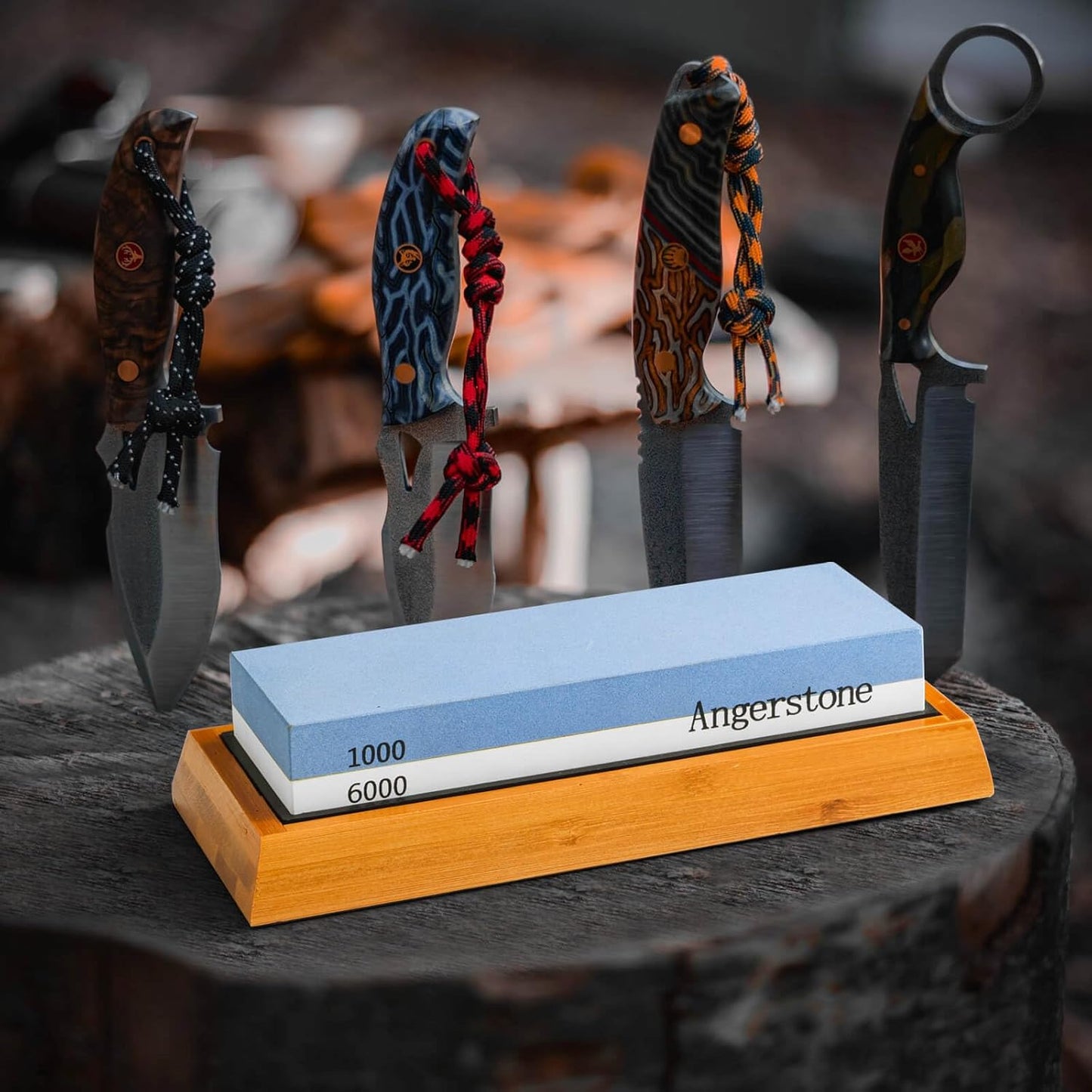 Angerstone Premium Knife Sharpening Stone–Whetstone 1000/6000 Grit, Whetstone Knife Sharpener with NonSlip Base, Best Wet Stone Sharpening Kit, Angle Guide
