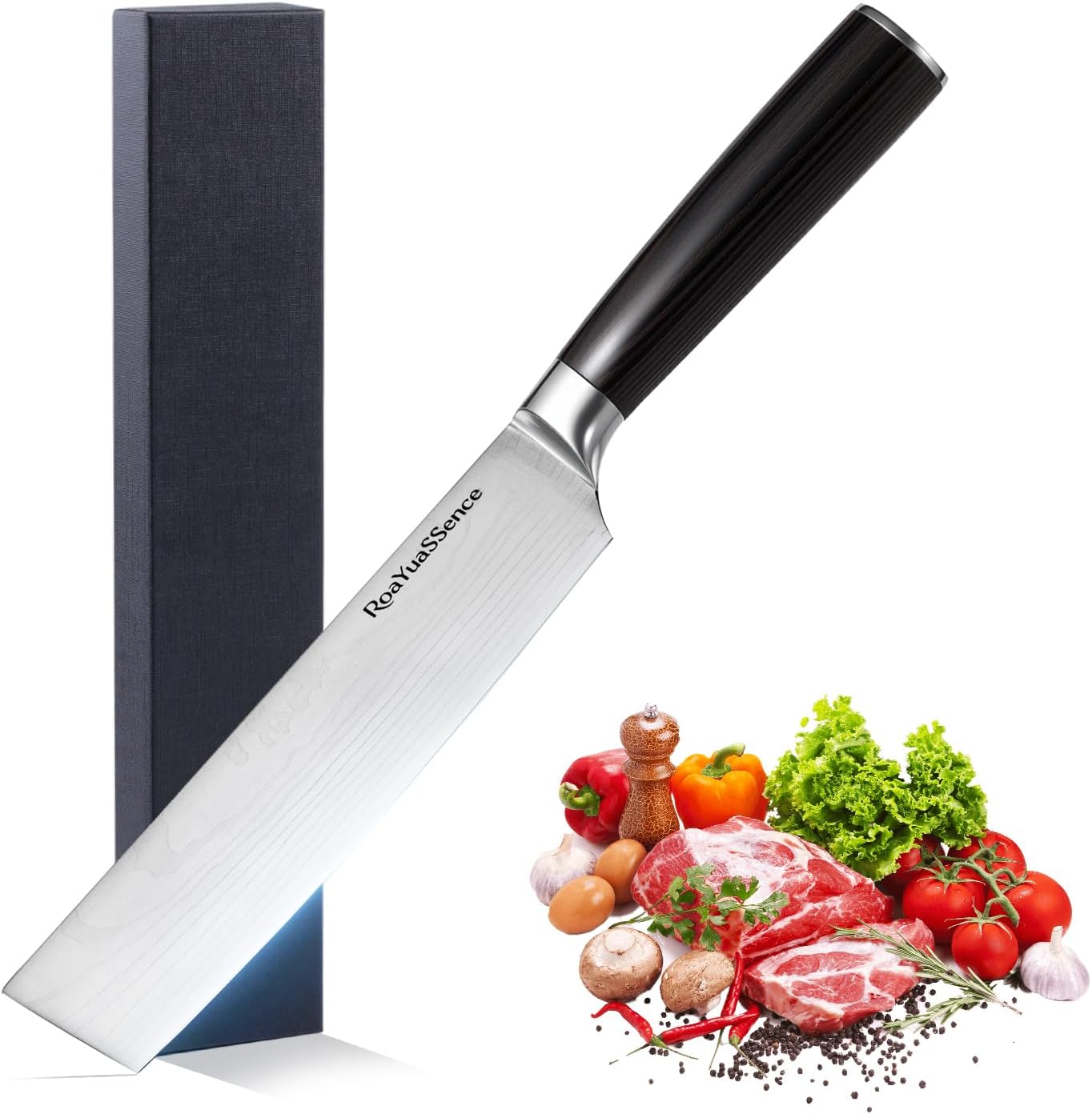 Premium 7" Nakiri Vegetable Knife - Razor Sharp High-carbon Stainless Steel, Ergonomic Wood Handle - Japanese Style Chopper for Precision Slicing, Gift Box Included