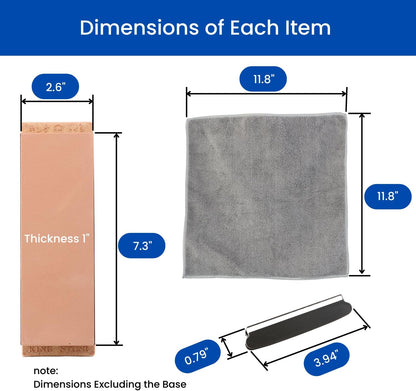 BJDesign Premium KING Whetstone Set Include 1000/6000 Grit Combination Whetstone made in Japan, Knife Angle Holder, Wiping Cloth and Stable Plastic Base