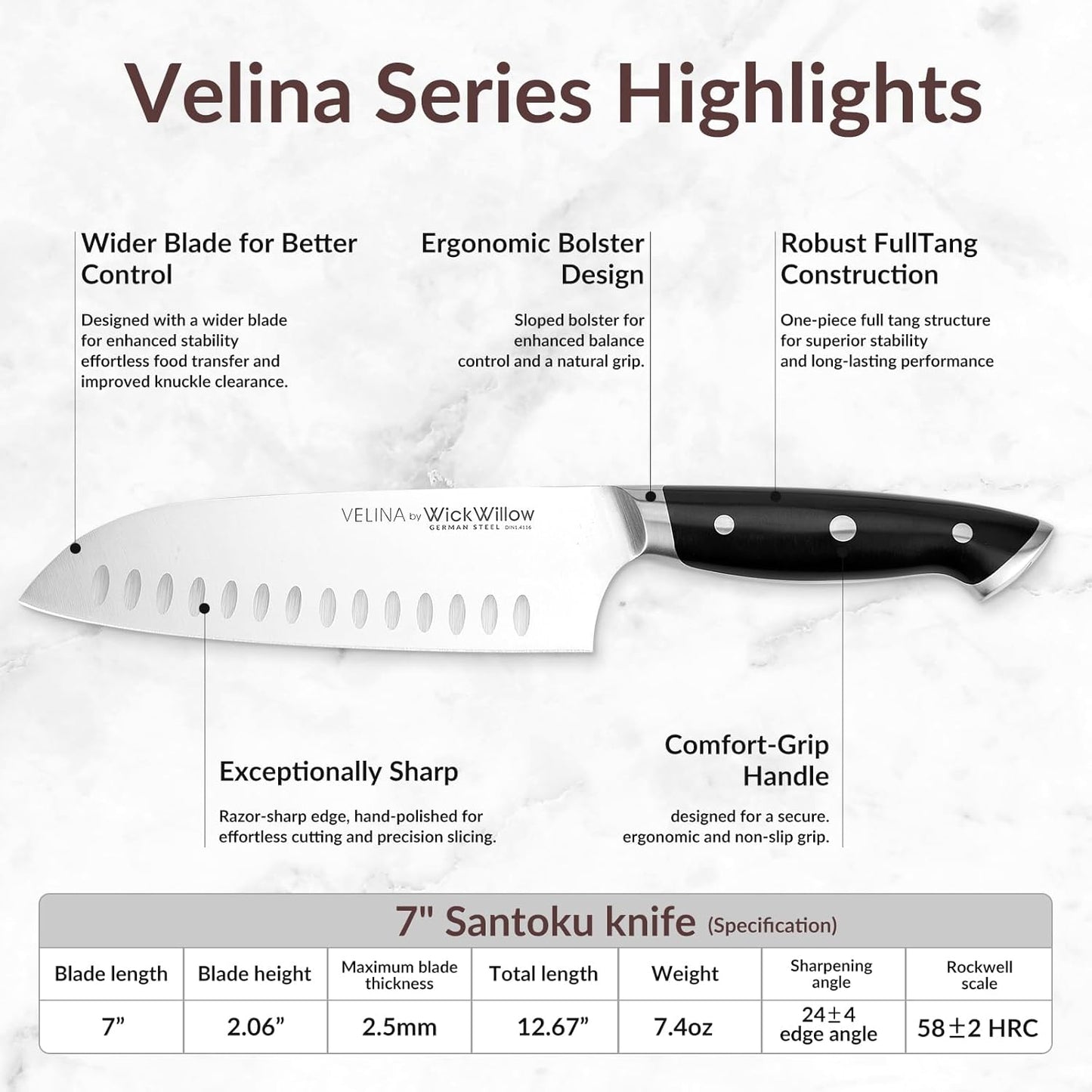 WICKWILLOW 10" Bread Knife – Razor Sharp German Steel – Serrated Knife for Homemade Bread & Sourdough – Full Tang & Ergonomic Handle – Gift Box – Velina Series