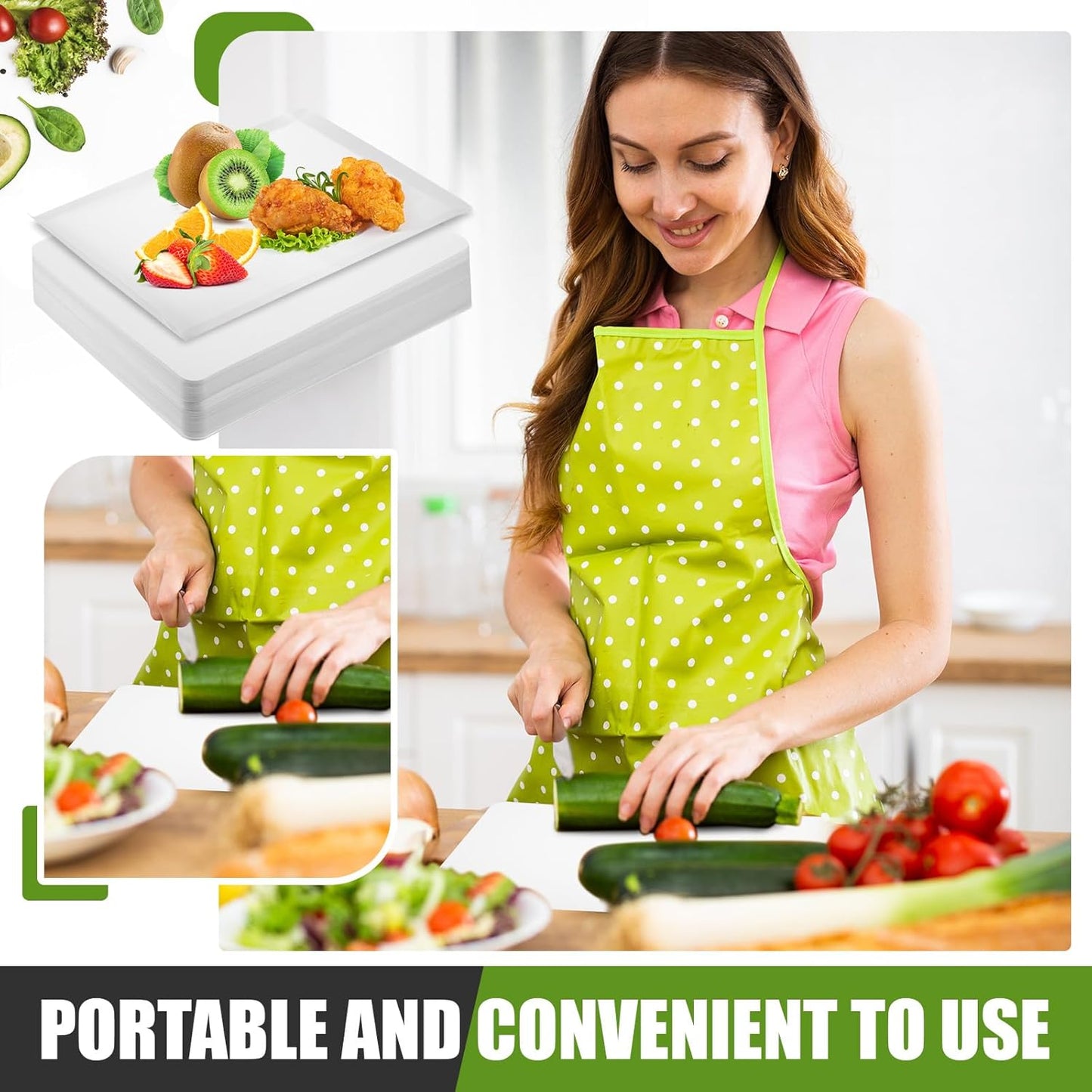 Hushee 120 Count Disposable Cutting Board Sheets 15 x 10. 6 Inch Disposable Sheets Flexible Plastic Sheet Cutting Mat Large Chopping Boards for Kitchen Cooking Traveling Camping Tailgating BBQ