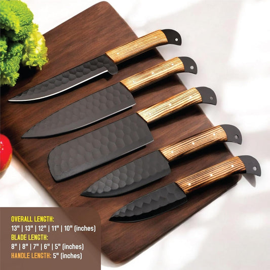 Damascus chef knife, Damascus kitchen knife set, damascus knife sets, chef knife pair, knife set - with Leather Roll Case | Ultra Sharp Japanese Style Cutlery Set | Christmas Gift