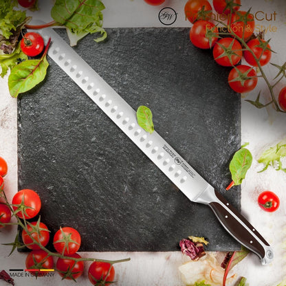 Gunter Wilhelm 12" Brisket Carving Knife – German-Made Meat Slicing Knife for BBQ & Roasts – Razor Sharp German Steel – Full Triple Tang – Ergonomic Dark Brown ABS Handle – PREMIER ProCut Series