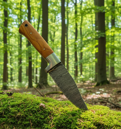 Fixed Blade Hunting Forged Tracker Knife - 8 Inches Carbon Steel Razor Sharp Blade Full Tang Bushcraft Knives with Premium Leather Belt Sheath. Used For Hunting Outdoor Camping, Hiking, Skining Knife.