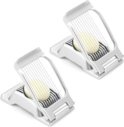 2 Packs Egg Slicer,Strawberry Slicers, Stainless Steel Wire Egg Slicer for Hard Boiled Eggs, Heavy Duty Aluminum Base Metal Egg Cutter for Egg Strawberry Soft Fruit & Food, Dishwasher Safe