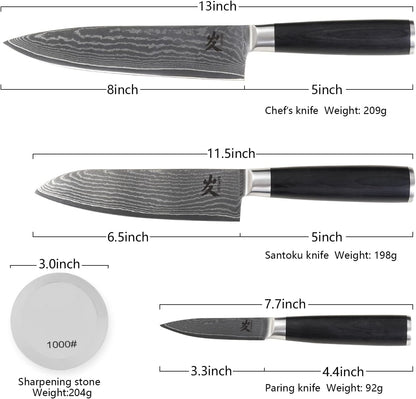 SAMCOOK Chef Knife,8 Inch Professional Sharp Hammered Damascus Knife,Japanese VG-10 High Carbon Stainless Steel Kitchen Gyuto knife,Ergonomic Black Walnut Handle with Premium Gift Box