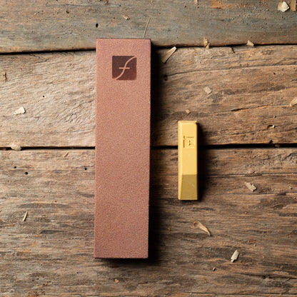 Wood Carving Tools | 8" x 2" Leather Knife Strop with 1 Ounce Bar of Gold Polishing Compound for Polishing and Buffing | PW14 | Made in the U.S.A.