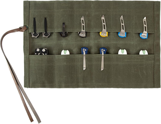 Knife Display Bag with 12 Slots Pocket Knives,Folding Knife Holder Organizer,Tactical Outdoor for EDC Mini Knife Bags,Knives Roll Collection Protector Bag