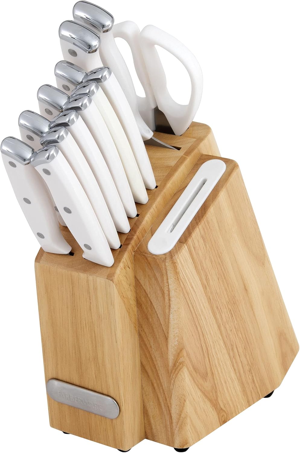 Farberware Edgekeeper Triple Riveted Slim Knife Block Set with Built in Sharpener, 14-Piece, Navy