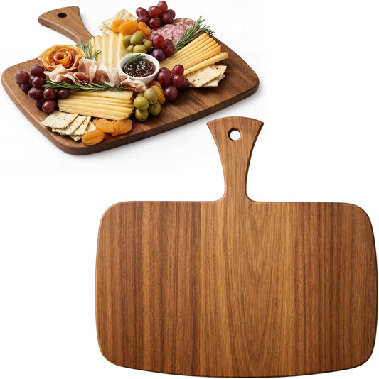 Nuenen 10 Pcs Wood Cutting Board with Handle 15.7 x 7.8 Inch Acacia Bamboo Wooden Serving Kitchen Chopping Boards for Pizza, Bread, Cheese, Charcuterie, Fruit, Vegetables (Carbonized Bamboo)