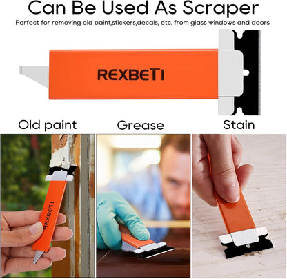 REXBETI 12 Pack Box Cutter, Retractable Cardboard Cutter, Razor Blade Scraper, Handy Box Opener, More Sharp Single Edge Razor Blade Box Cutter Set for Packages Papers and Boxes, Antirust Utility Knife