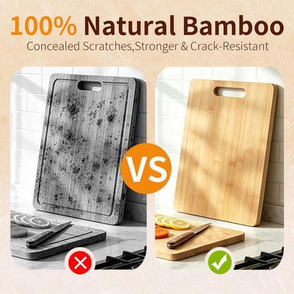 Wooden Cutting Boards for Kitchen, Bamboo Cutting Board Set of 3, Lightweight with Hanging Hole for Easy Storage,Knife Friendly Food Grade Chopping Board