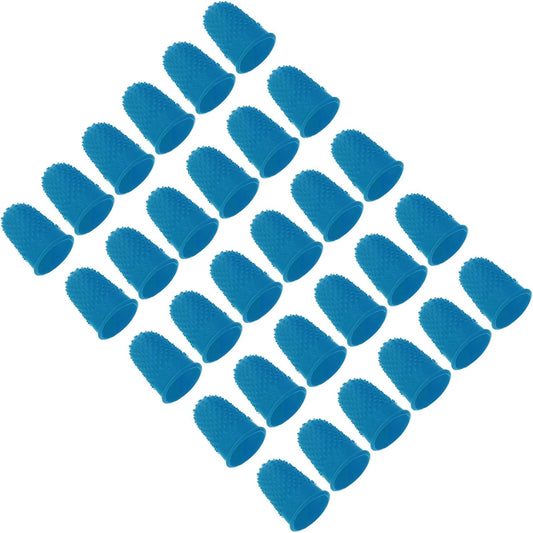 PATIKIL Rubber Finger Tips, 30 Pack Silicone Thumb Fingertip Protector Finger Cots Covers Guard Pads Thimble Grips for Office Counting Sewing, Orange M Size
