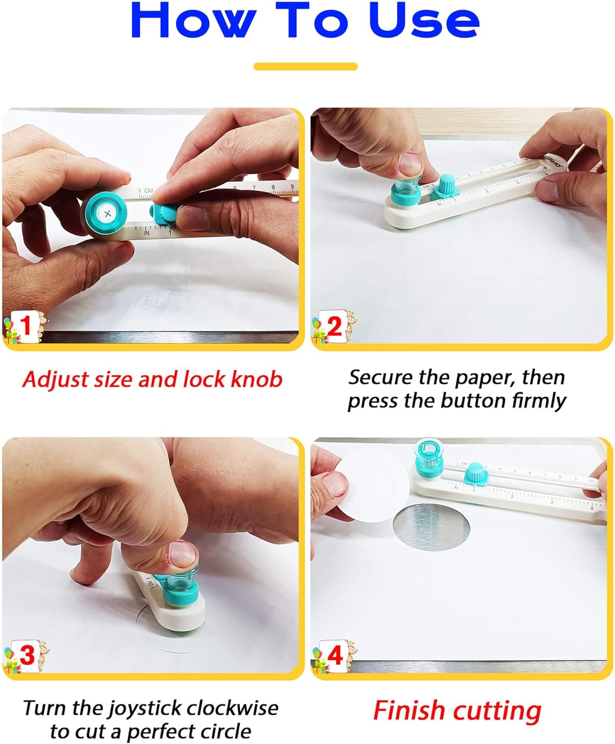 Oythiem Circle Cutter Tool for Paper Crafts - Rotary Cutter Round Cutting Knife for Scrapbooking, Card Making, Art And Diy Crafts, Fits Circles with A Radius Between 0.6"-4"