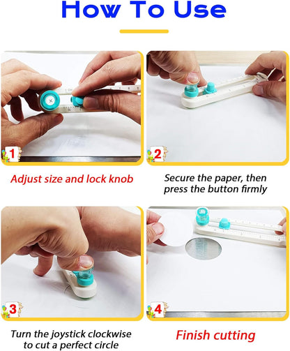 Oythiem Circle Cutter Tool for Paper Crafts - Rotary Cutter Round Cutting Knife for Scrapbooking, Card Making, Art And Diy Crafts, Fits Circles with A Radius Between 0.6"-4"