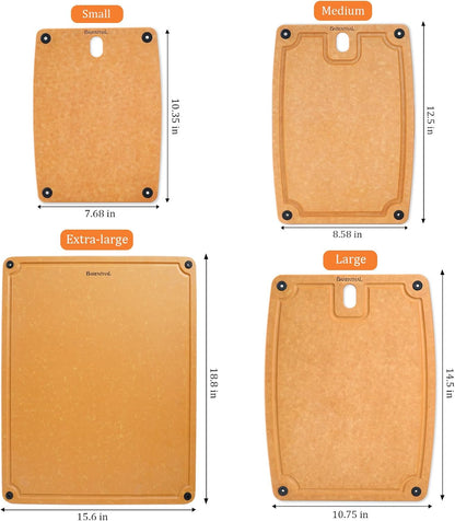 Cutting Boards for Kitchen Dishwasher Safe Eco-Friendly Composite Cutting Board Set of 2, Reversible Chopping Board with Handles & Juice Grooves, Small & Large Cutting Board for Countertop