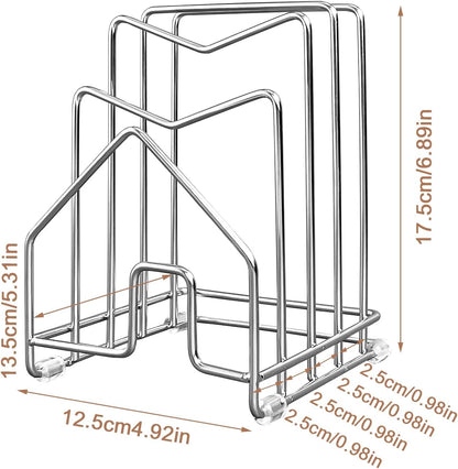 SUNFICON Cutting Board Rack Chopping Board Organizer Stand Holder Kitchen Countertop Pots Pan Lids Rack Organizer Flat Steel 4.92 x 5.7 x 8.47 in. Black